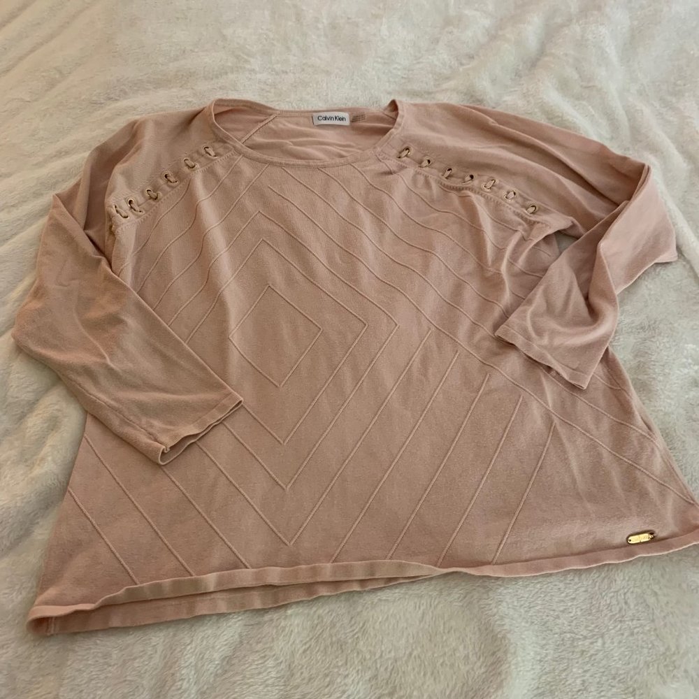 Calvin Klein Blush Pink Laced Arm Shirt